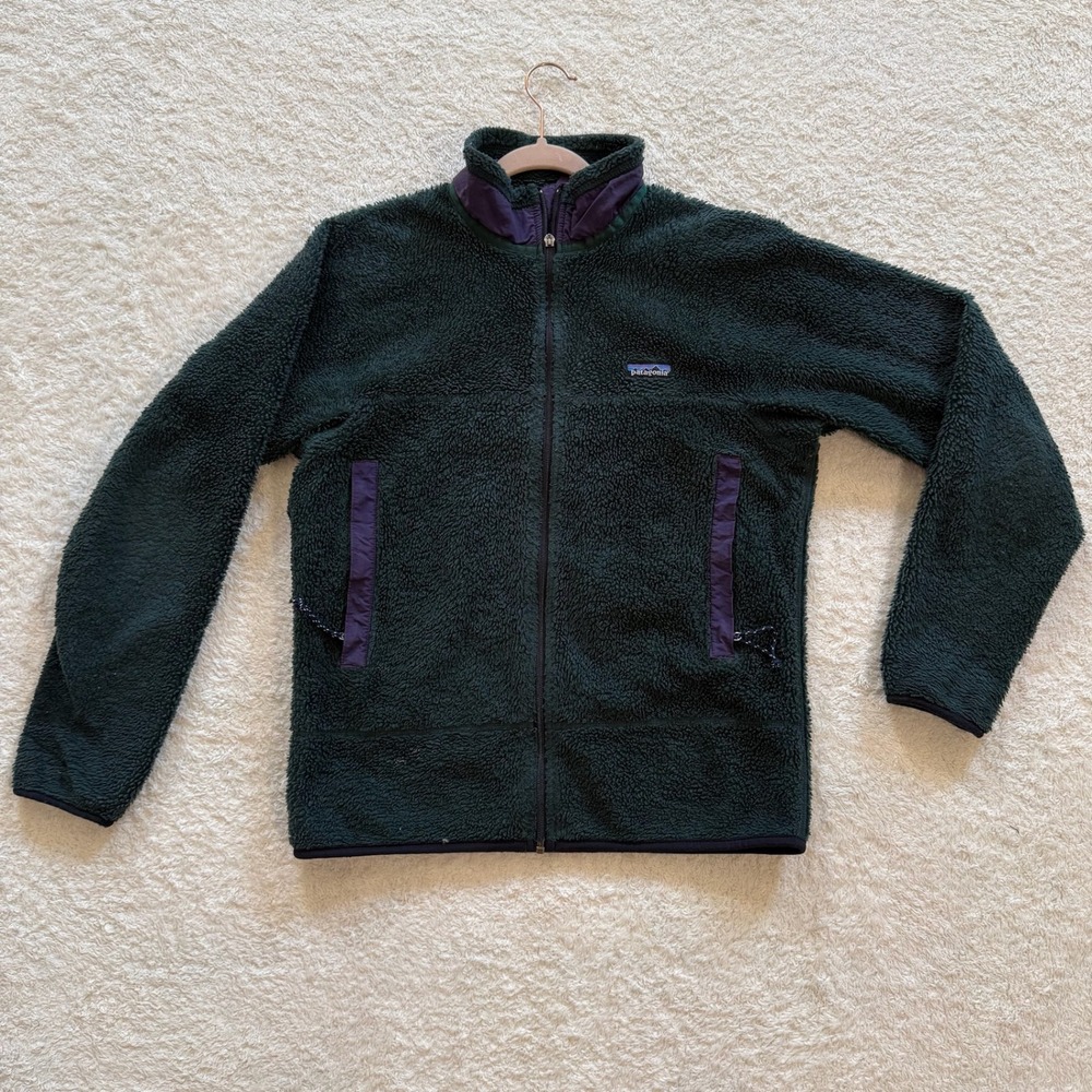 Vintage Patagonia Retro-X Fleece Jacket Medium Dark Green Full Zip 90s Y2K